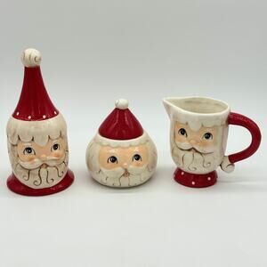 Johanna Parker 3pc Christmas Set Santa Claus Creamer Sugar & Bell NEW